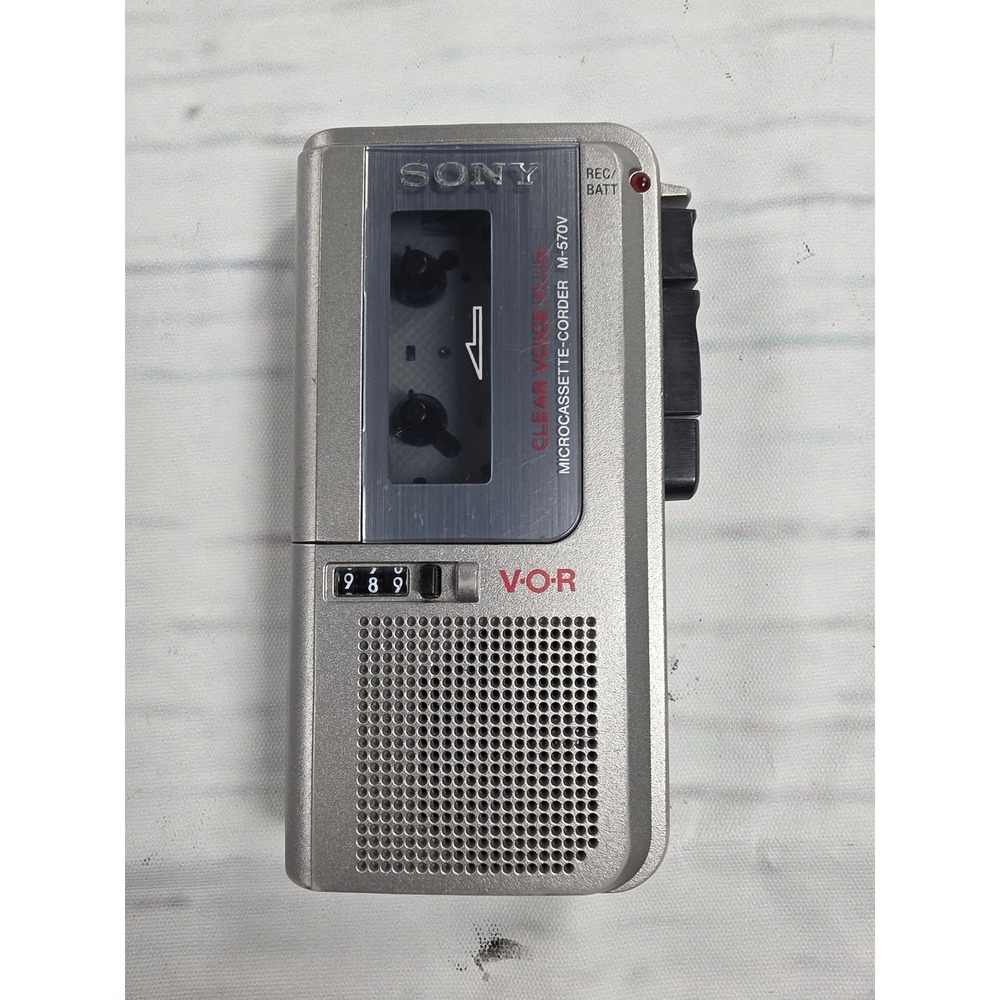 Sony M-570V Microcassette-Corder Silver Handheld Voice Recorder VOR Clear Voice